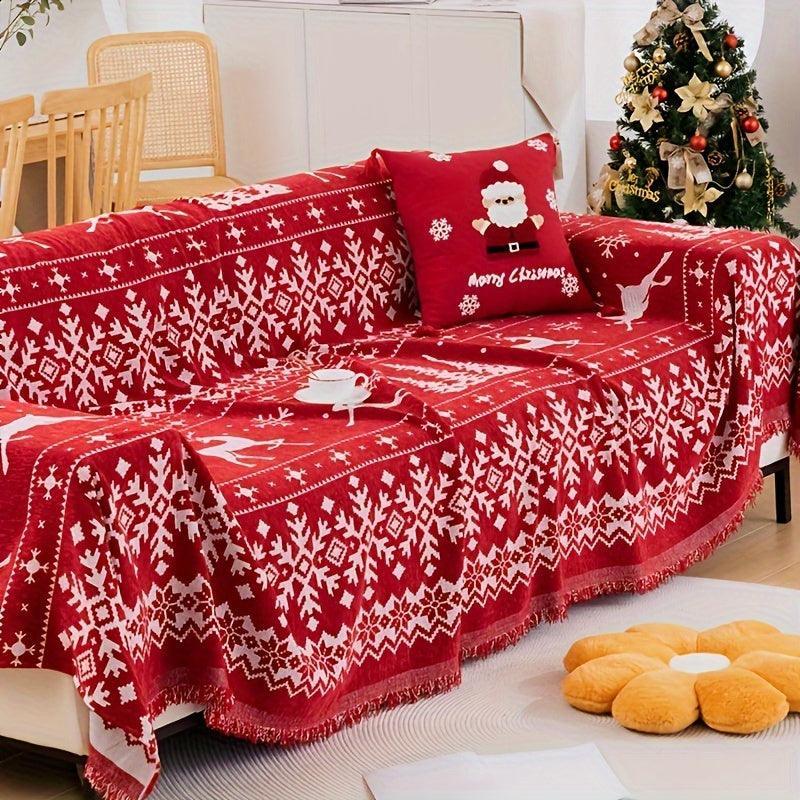 Festive Red Christmas Sofa Cover | Slipcovers for Couches (1-4 Seats) - House Of Avana