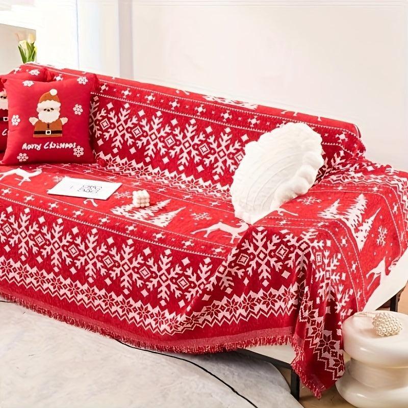 Festive Red Christmas Sofa Cover | Slipcovers for Couches (1-4 Seats) - House Of Avana