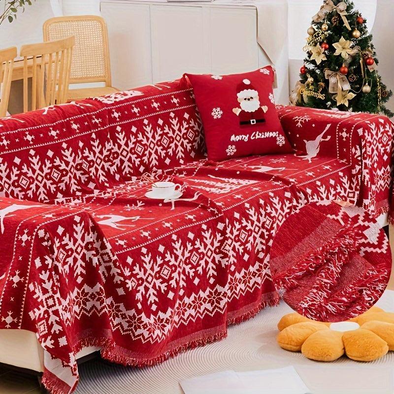 Festive Red Christmas Sofa Cover | Slipcovers for Couches (1-4 Seats) - House Of Avana