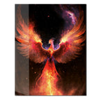 Fiery Phoenix Glass Wall Art – Rebirth & Flame Fantasy UV Print Design-KAFCD027 Peony Atelier
