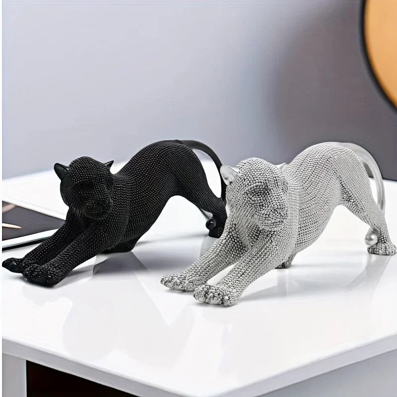 Artful Rhinestone Leopard Figurine Statue, back view - House Of Avana