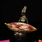 Figurine - Golden African Tray, dimensions view - House Of Avana