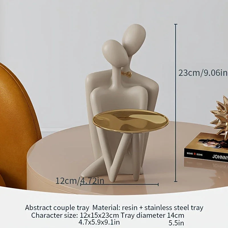 Modern Abstract Couple Figurine Key Tray - Resin Jewelry Holder & Home Decor, Perfect for Entryway, Wedding Gift, and Holiday Celebrations, Entrance, Desktop Decor, Shape, Modern Style, Art Theme House Of Avana