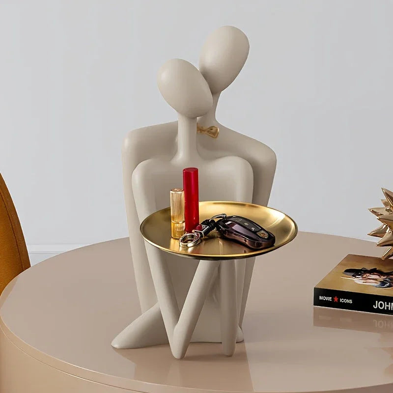 Modern Abstract Couple Figurine Key Tray - Resin Jewelry Holder & Home Decor, Perfect for Entryway, Wedding Gift, and Holiday Celebrations, Entrance, Desktop Decor, Shape, Modern Style, Art Theme House Of Avana