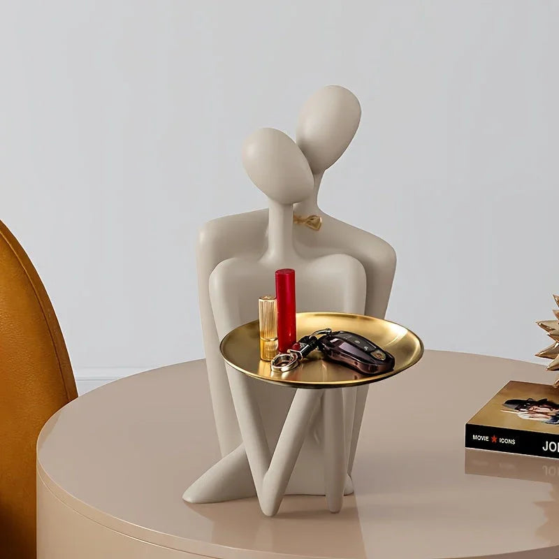 Modern Abstract Couple Figurine Key Tray - Resin Jewelry Holder & Home Decor, Perfect for Entryway, Wedding Gift, and Holiday Celebrations, Entrance, Desktop Decor, Shape, Modern Style, Art Theme House Of Avana