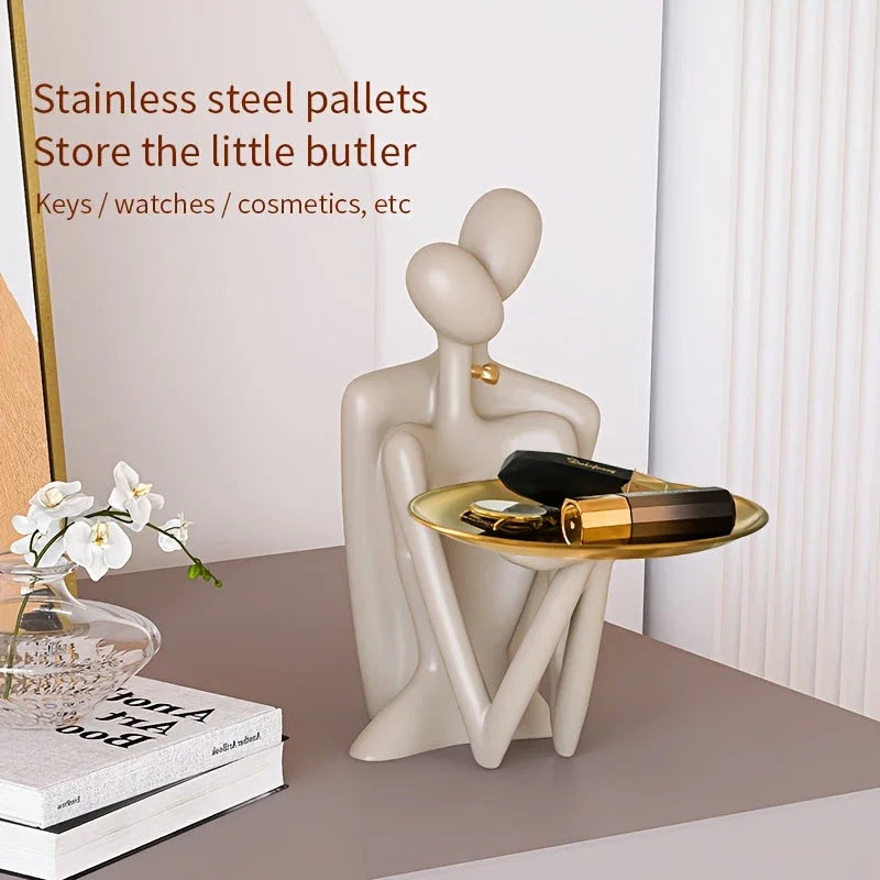 Modern Abstract Couple Figurine Key Tray - Resin Jewelry Holder & Home Decor, Perfect for Entryway, Wedding Gift, and Holiday Celebrations, Entrance, Desktop Decor, Shape, Modern Style, Art Theme House Of Avana