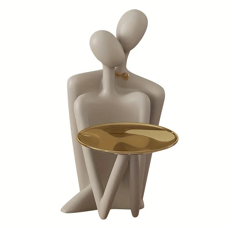 Modern Abstract Couple Figurine Key Tray - Resin Jewelry Holder & Home Decor, Perfect for Entryway, Wedding Gift, and Holiday Celebrations, Entrance, Desktop Decor, Shape, Modern Style, Art Theme House Of Avana