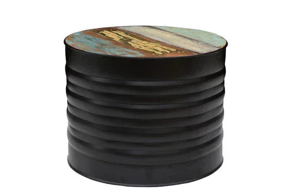 Finch Reclaimed Wood End Drum Table