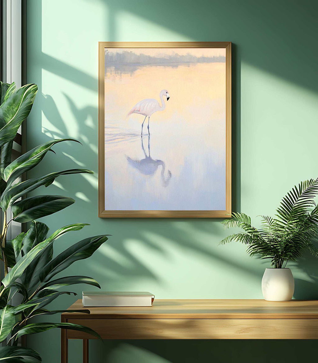Flamingo at Dawn II Art Print – Elegant & Serene Wall Decor