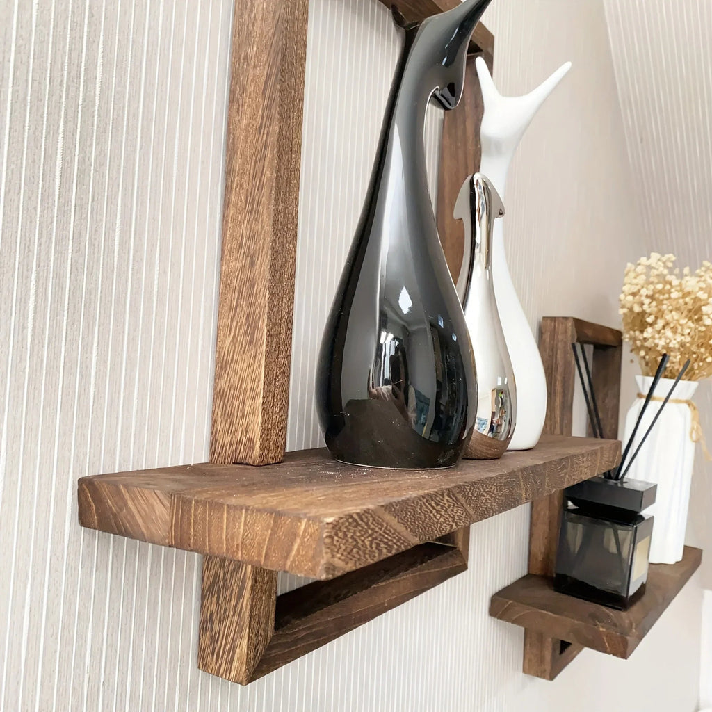 Floating Shelves - Rustic Wooden S, angled view - House Of Avana [[SKU:HOA-MSC-022]]