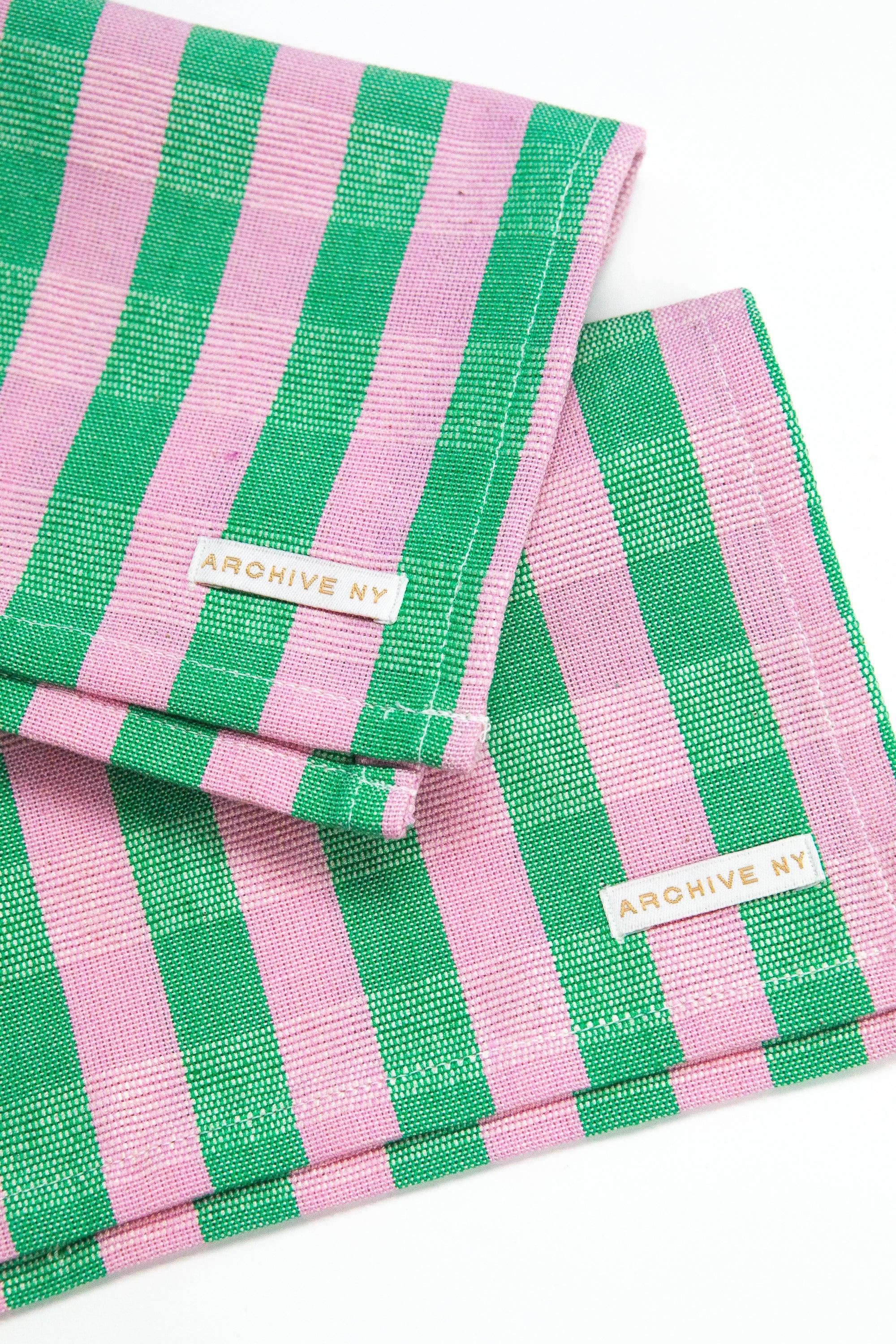 Backordered: Flora Stripe Cocktail Napkins, Set of 4 Archive New York