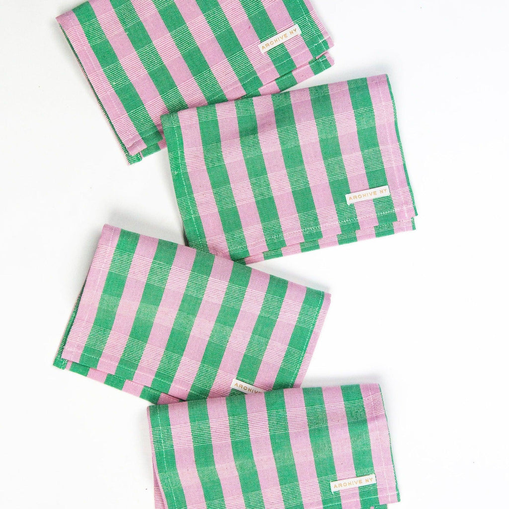 Backordered: Flora Stripe Cocktail Napkins, Set of 4 Archive New York