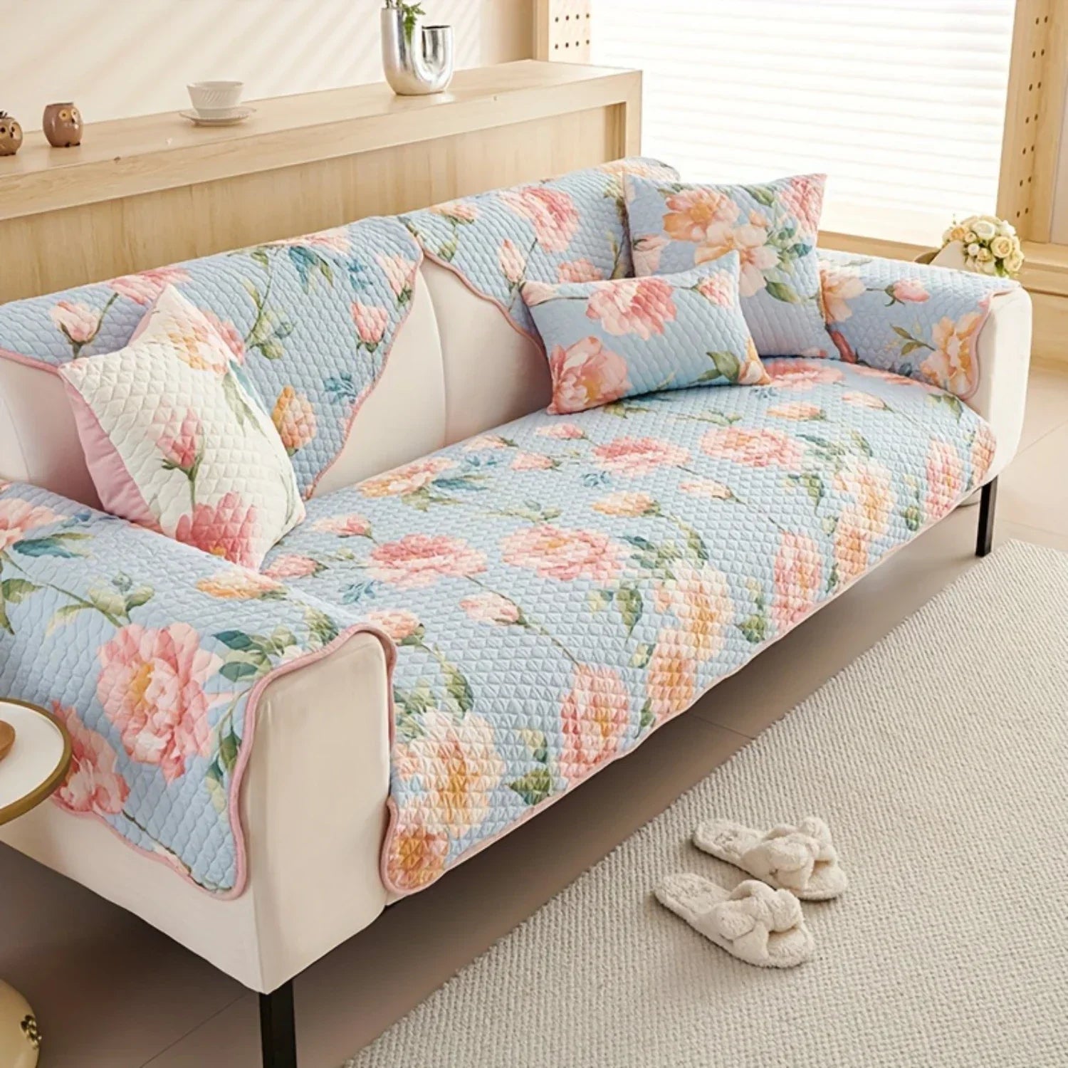 Floral Couch Cover – Dog Proof Linen Sofa Slipcover for Stylish Pet-friendly Homes - House Of Avana