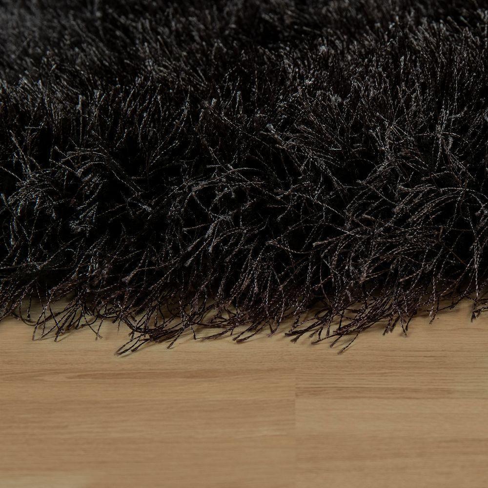 Fluffy Rug Shaggy for Living Room Soft & Shimmering - Black, back view - House Of Avana