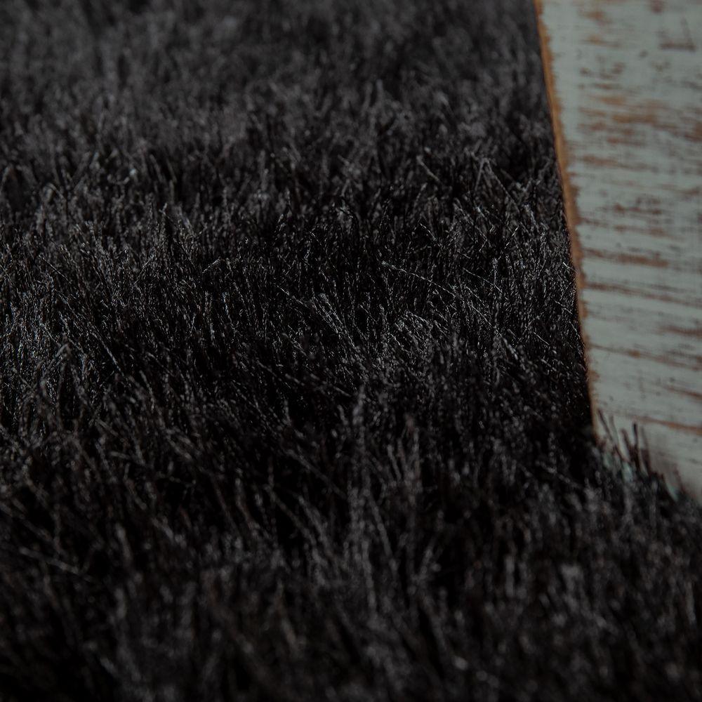 Fluffy Rug Shaggy for Living Room Soft & Shimmering - Black, side view - House Of Avana