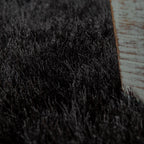 Fluffy Rug Shaggy for Living Room Soft & Shimmering - Black, side view - House Of Avana