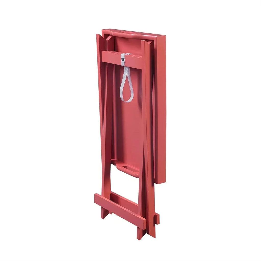 Folding TV Tray Bedside Table in Coral Red Pink Orange Wood Finish