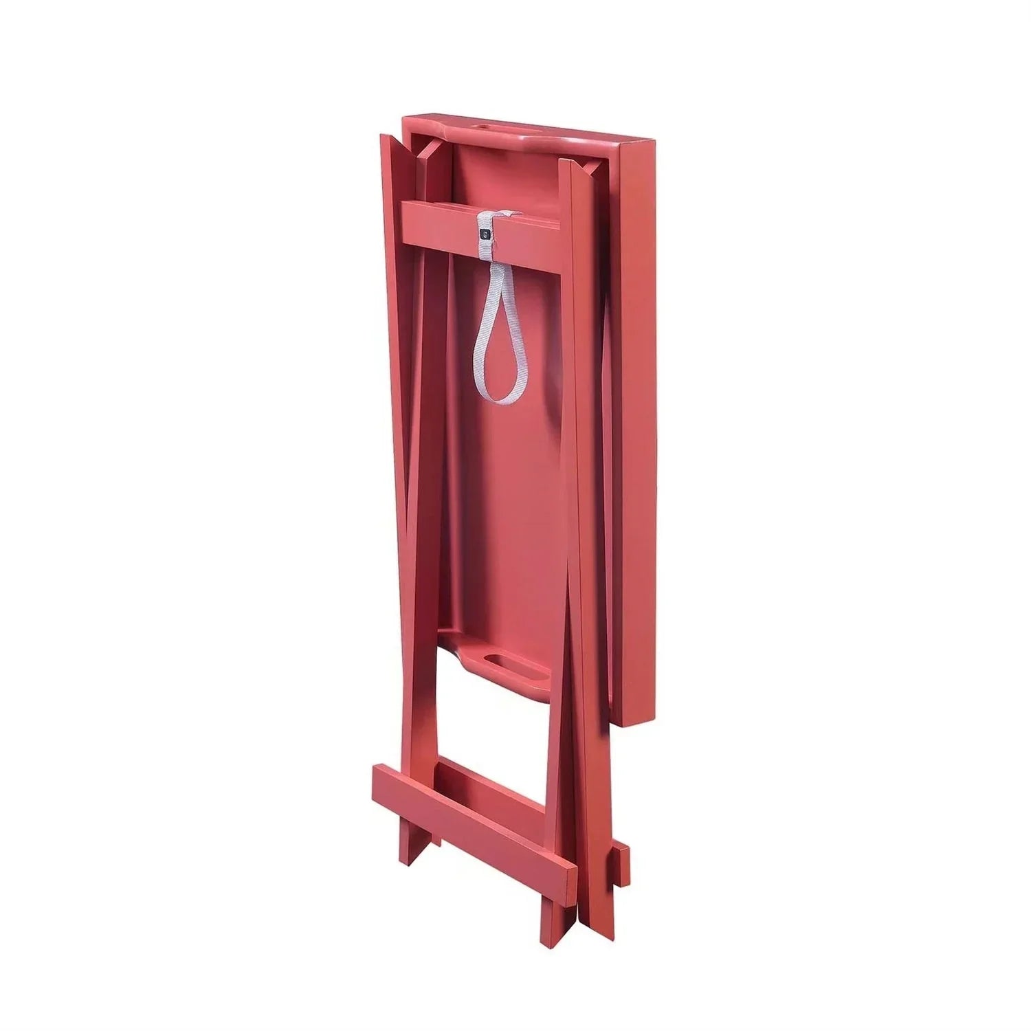 Folding TV Tray Bedside Table in Coral Red Pink Orange Wood Finish