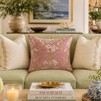 Fontainebleau Embroidered Linen Pillow Cover, 18 x 18