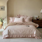 Elise French Lace Jacquard Satin Bedding Set / Dark Gray Ever Lasting