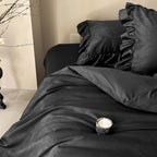 Elise French Lace Jacquard Satin Bedding Set / Dark Gray Ever Lasting