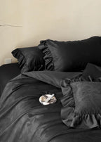 Elise French Lace Jacquard Satin Bedding Set / Dark Gray Ever Lasting