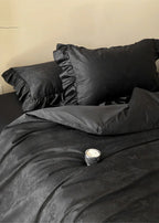 Elise French Lace Jacquard Satin Bedding Set / Dark Gray Ever Lasting