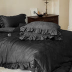 Elise French Lace Jacquard Satin Bedding Set / Dark Gray Ever Lasting