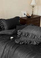 Elise French Lace Jacquard Satin Bedding Set / Dark Gray Ever Lasting