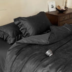 Elise French Lace Jacquard Satin Bedding Set / Dark Gray Ever Lasting