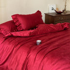 Elise French Lace Jacquard Satin Bedding Set / Dark Gray Ever Lasting