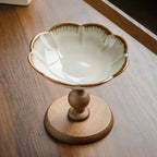 Fruit Bowl - Ceramic Wooden Round