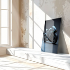 Futuristic Cyberbike Glass Wall Art – High-Tech Motorcycle UV Print Design-KAFCD029 Peony Atelier