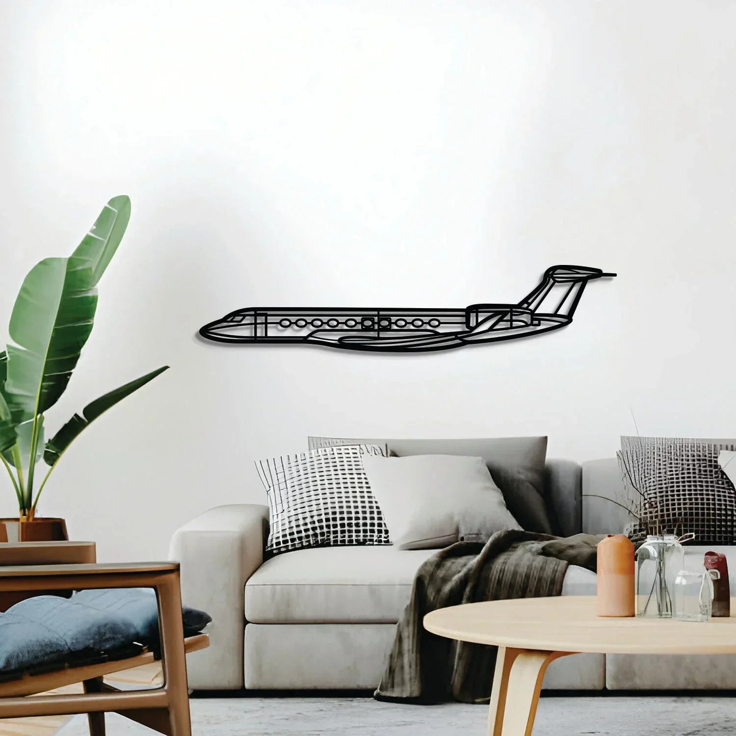 G700 Metal Aircraft Wall Art - Ncp0568, back view - House Of Avana