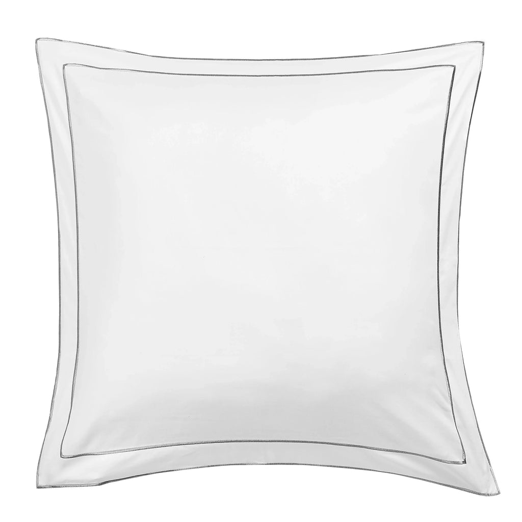 600 Thread Count Framed Sateen Embroidered Cotton Euro Sham Pair Mélange Home