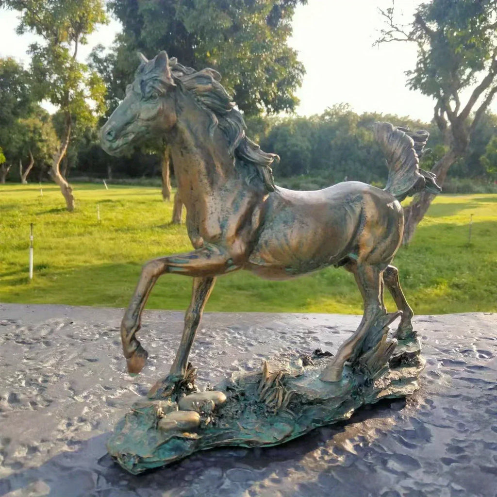 Galloping Horse: A symbol of strength and freedom, featuring a unique resin sculpture design. Suitable for display in indoor cabinets or as room table decor, it also enhances the ambiance when placed outdoors on garden lawns, House Of Avana