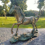 Galloping Horse: A symbol of strength and freedom, featuring a unique resin sculpture design. Suitable for display in indoor cabinets or as room table decor, it also enhances the ambiance when placed outdoors on garden lawns, House Of Avana