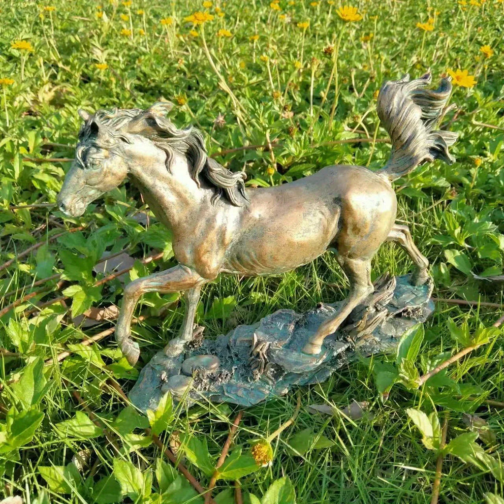 Galloping Horse: A symbol of strength and freedom, featuring a unique resin sculpture design. Suitable for display in indoor cabinets or as room table decor, it also enhances the ambiance when placed outdoors on garden lawns, House Of Avana