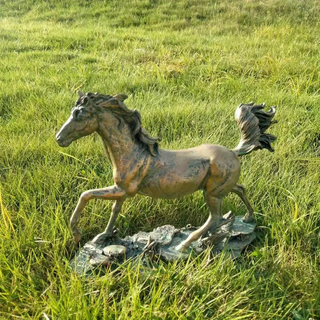 Galloping Horse: A symbol of strength and freedom, featuring a unique resin sculpture design. Suitable for display in indoor cabinets or as room table decor, it also enhances the ambiance when placed outdoors on garden lawns, House Of Avana