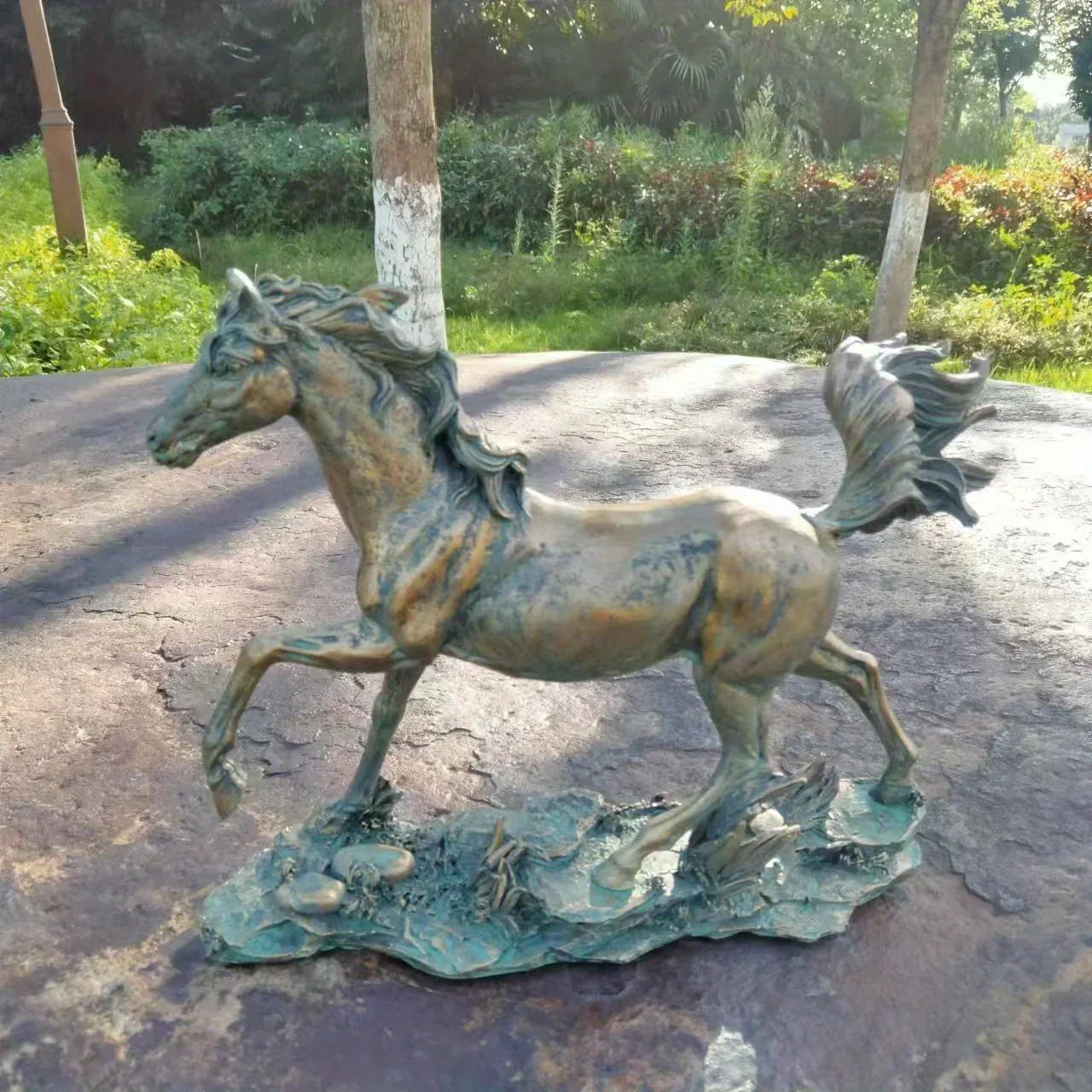 Galloping Horse: A symbol of strength and freedom, featuring a unique resin sculpture design. Suitable for display in indoor cabinets or as room table decor, it also enhances the ambiance when placed outdoors on garden lawns, House Of Avana