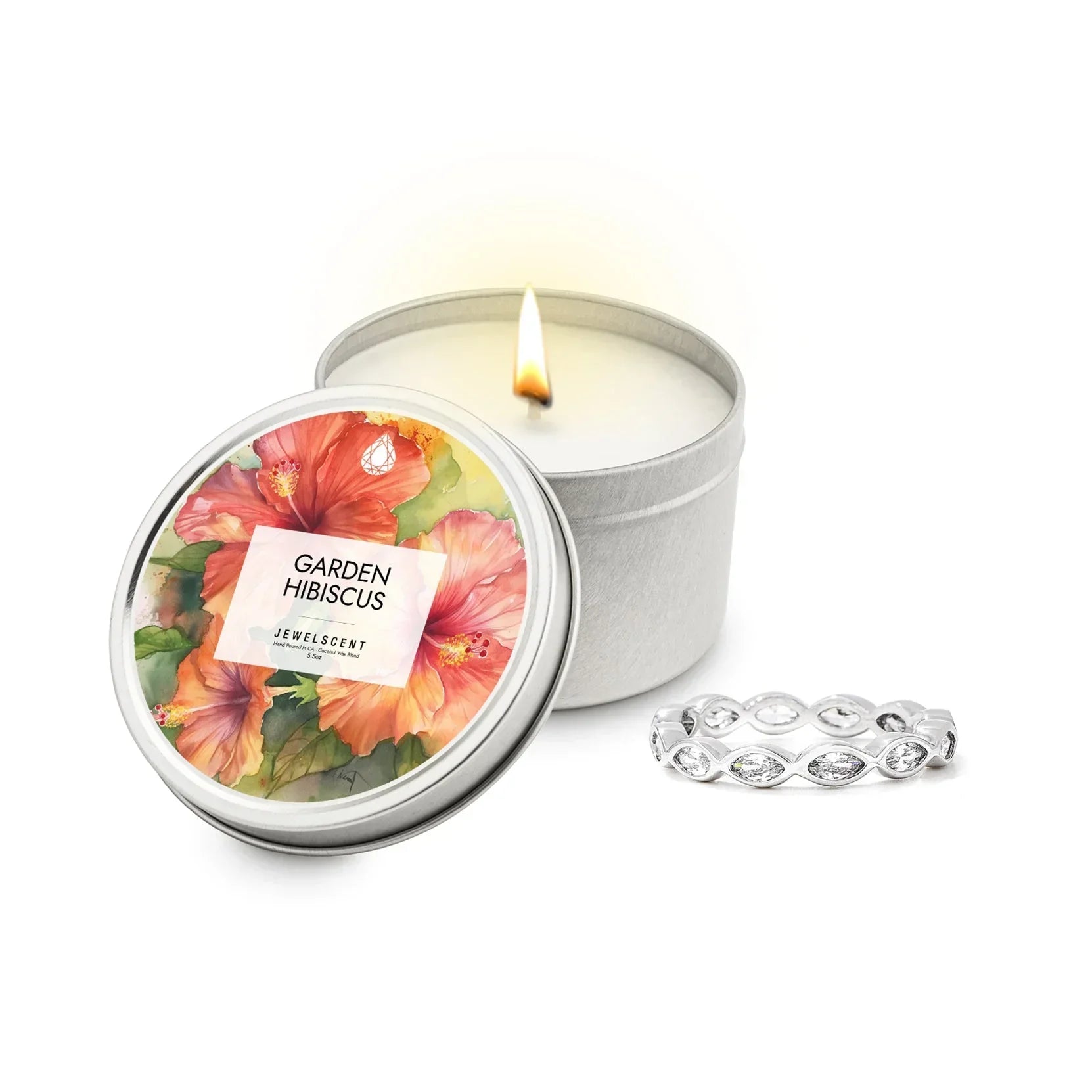 Garden Hibiscus 5.5oz Tin Jewelry Candle JewelScent