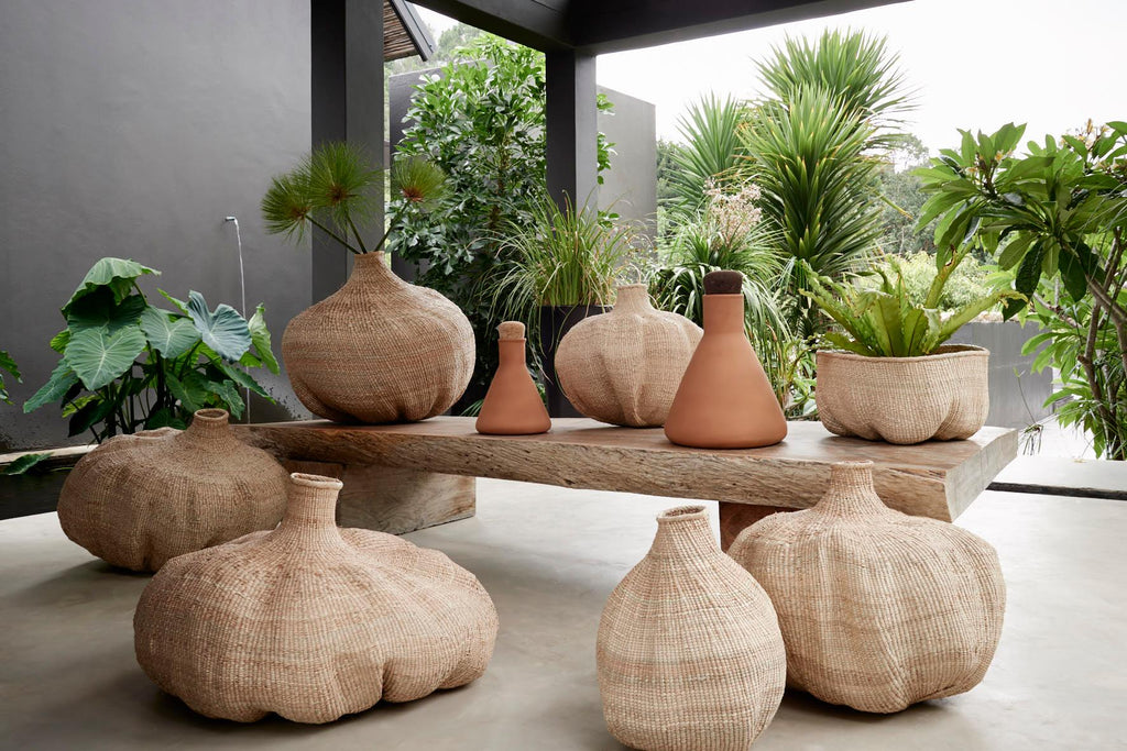 Ilala Garlic Gourd Handwoven African Basket Kanju Interiors