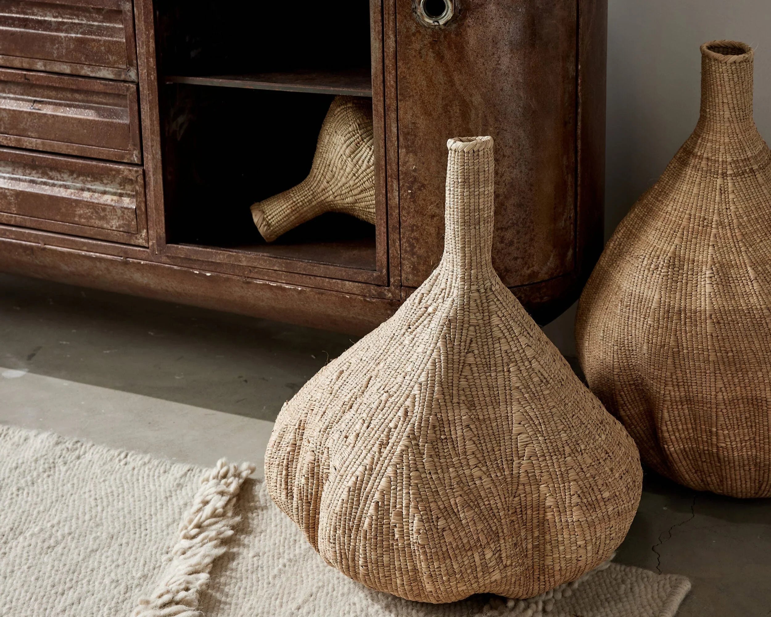 Long-Necked Ilala Garlic Gourd Basket Kanju Interiors