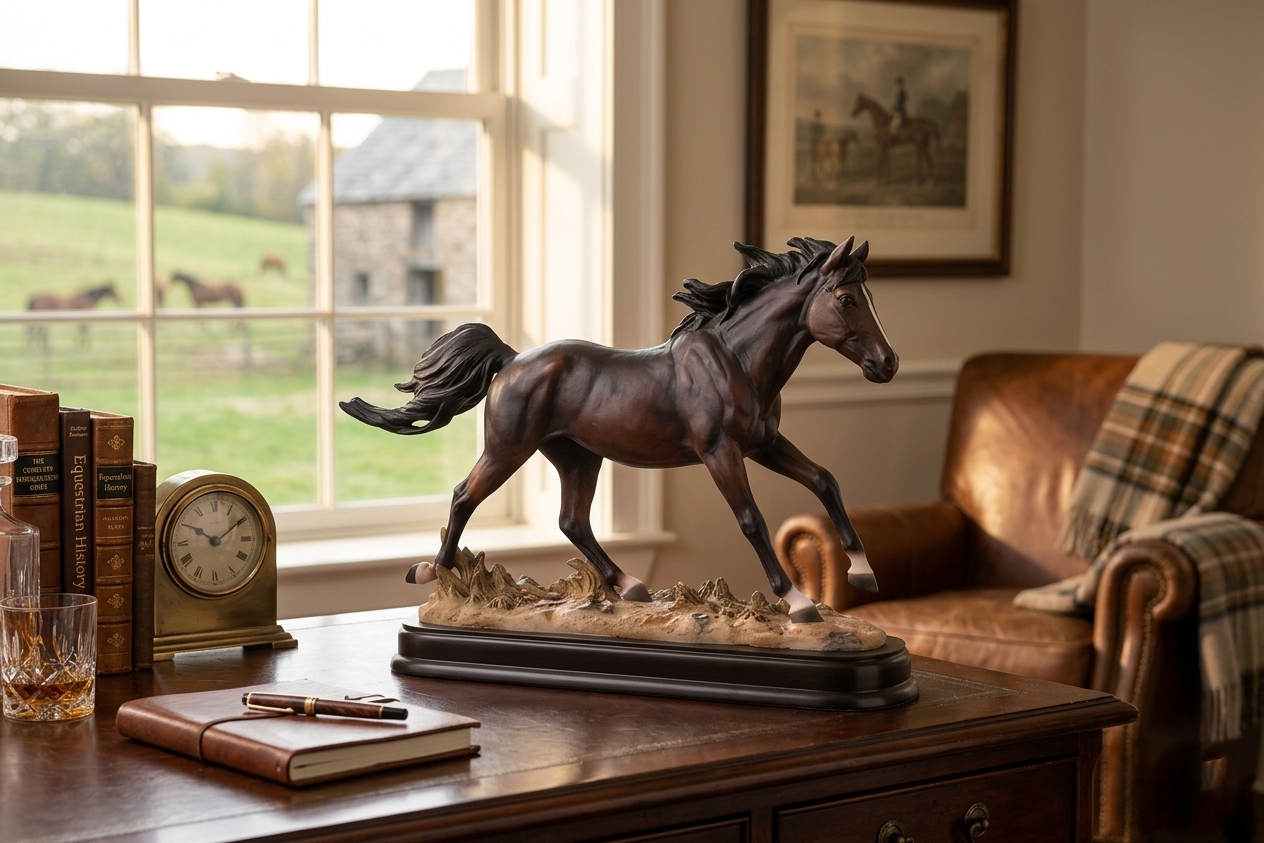 Horse Statue - Decorative Dark Brown 9 Inch
