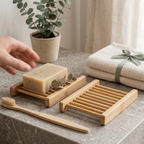2-Pack Natural Bamboo Soap Bar Dish