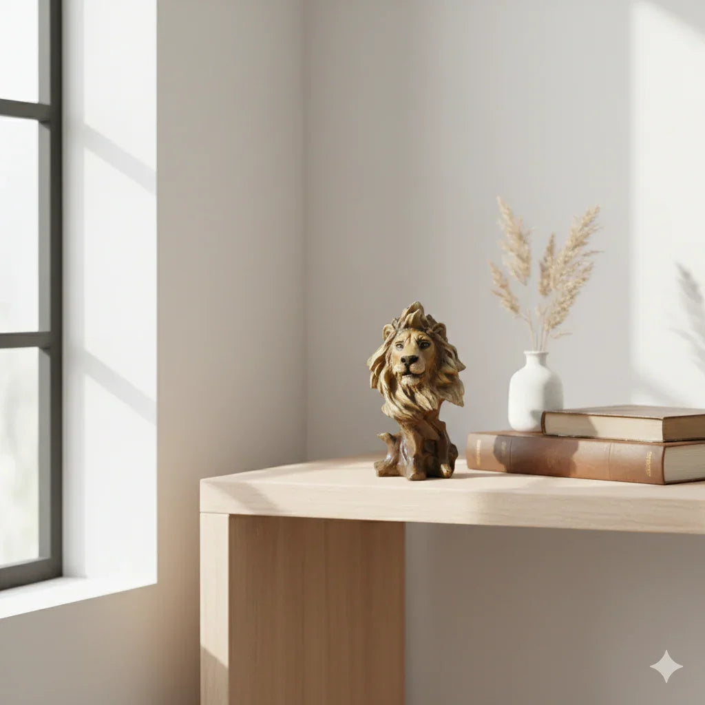 Majestic Lion Head Statue