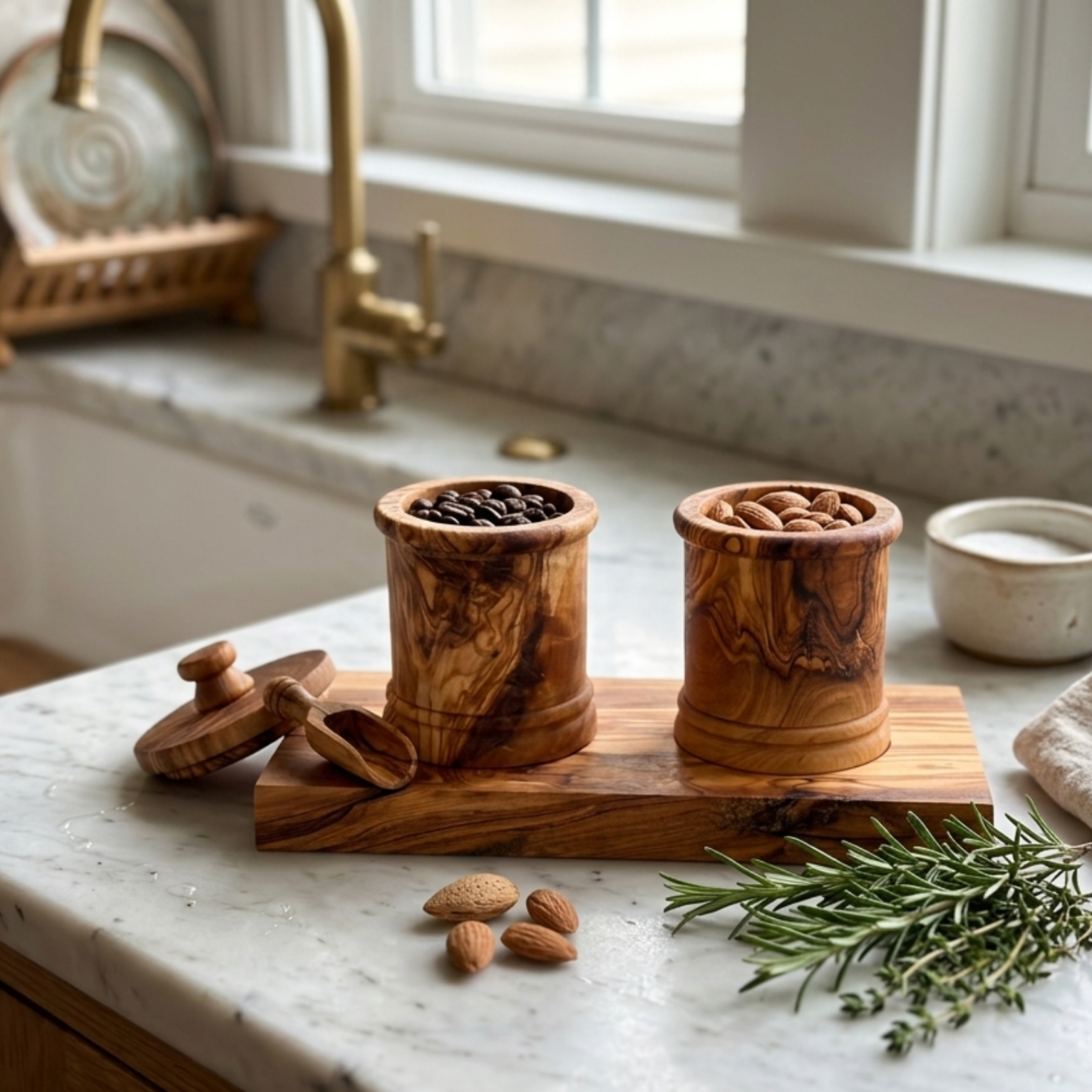Olive Wood Canister Set