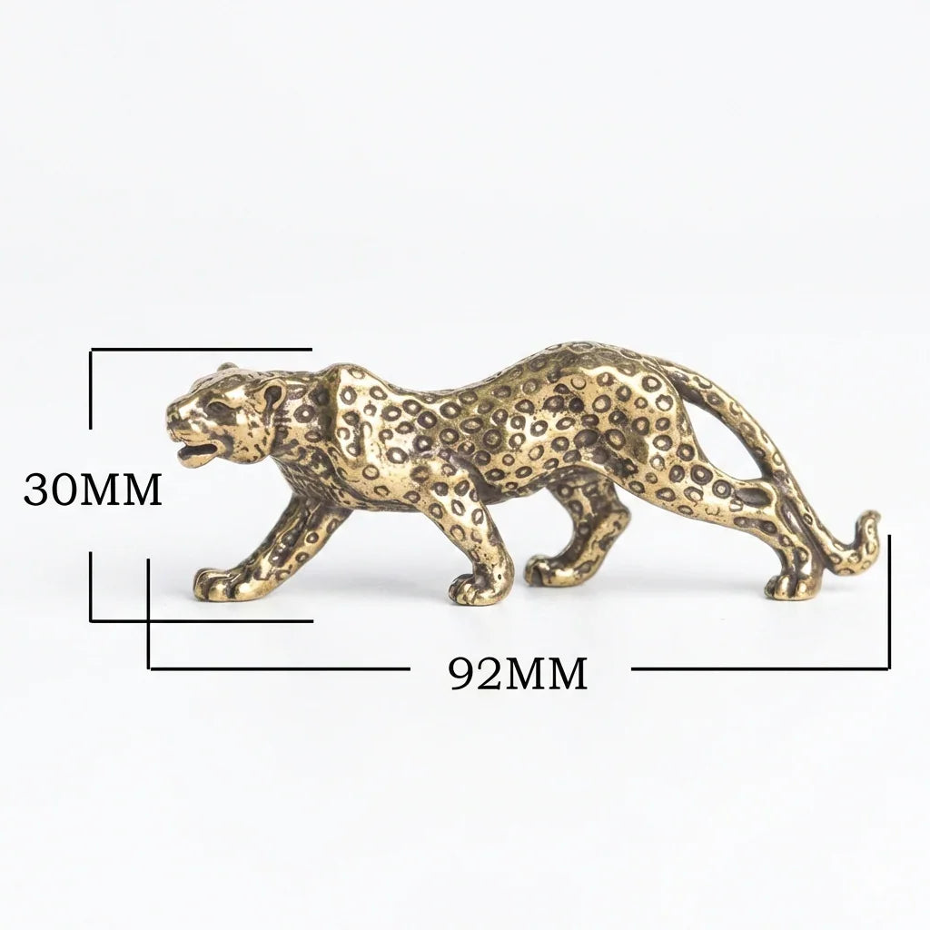 Retro Brass Miniature Leopard Figurine Tabletop