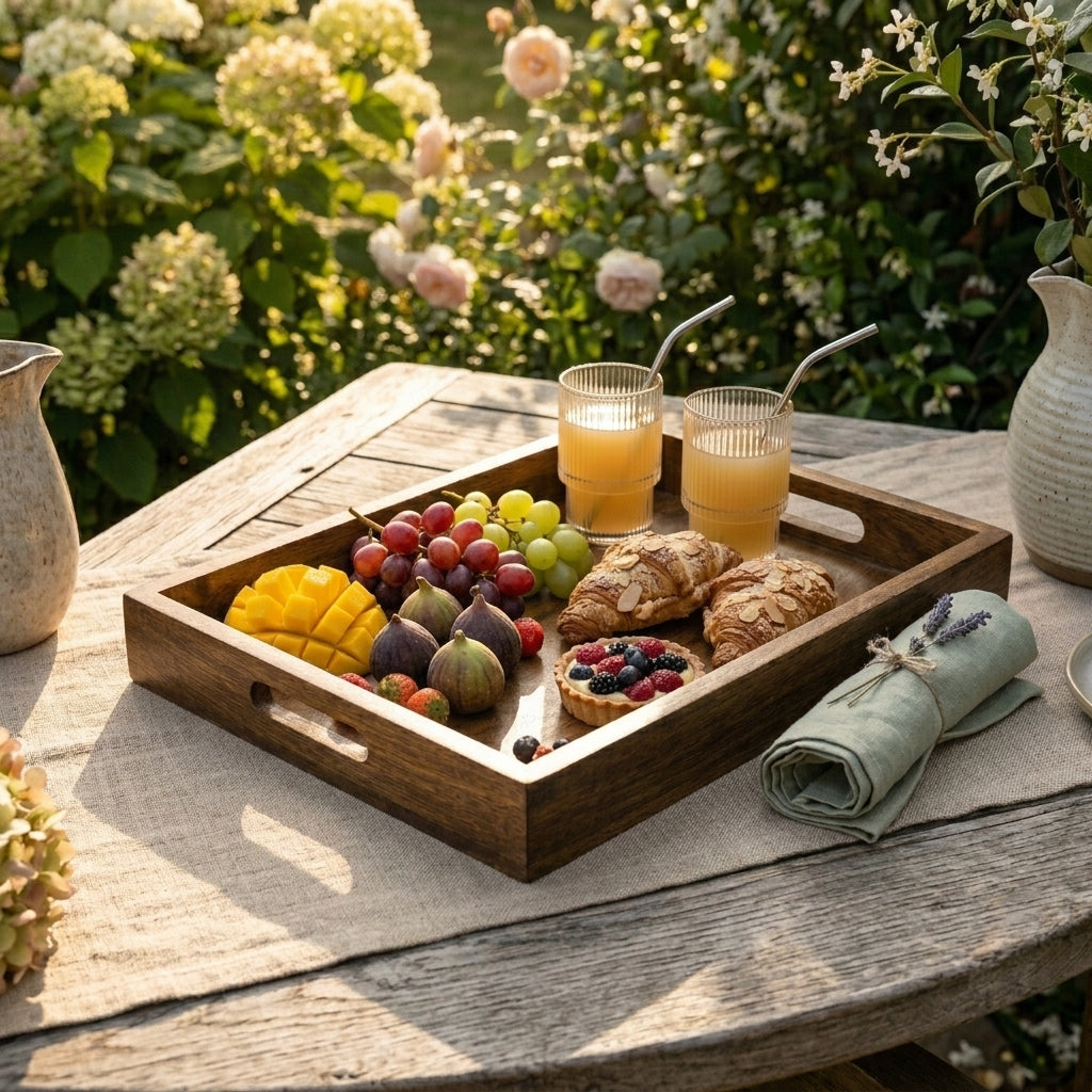 House of Avana Rectangular Mango Wood Serving Tray Medium
