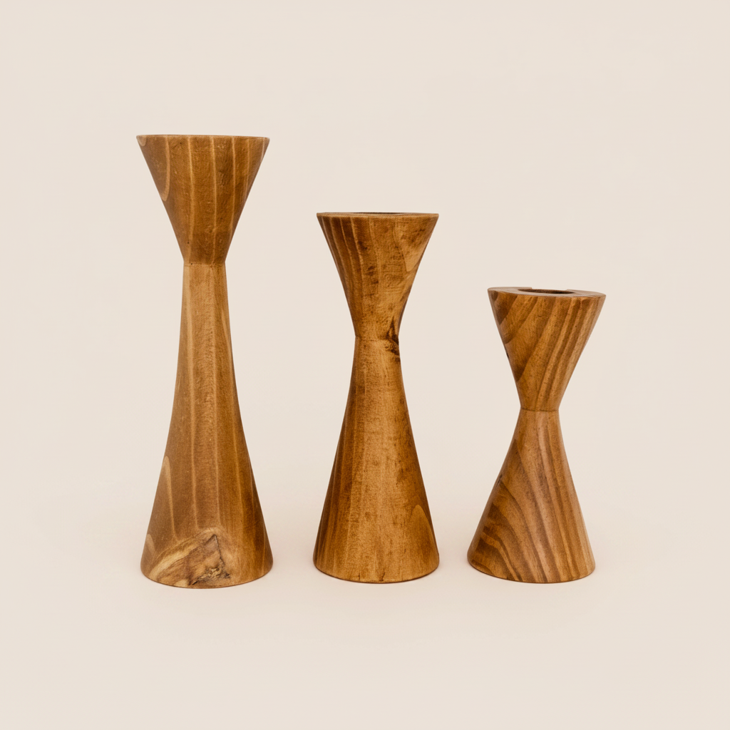 Geo Tealight Wooden Candle Holder White, Black, Natural